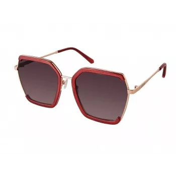 GUESS GF0418-5869T Sieviešu kaķacs formas saulesbrilles - Spīdīgs melns rāmis, dūmu gradienta lēcas, 58 mm