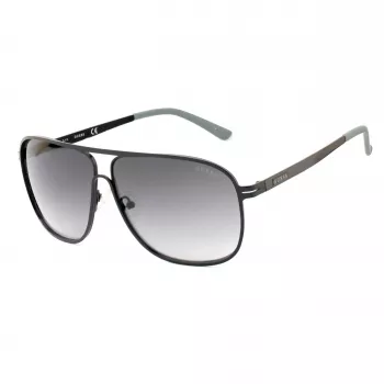 GUESS GF5025S-02B Vīriešu pilotu saulesbrilles - Melns rāmis, dūmu pelēkas lēcas, 61 mm