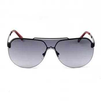GUESS GF5053-0001B Vīriešu taisnstūra saulesbrilles - melns rāmis, dūmu lēcas
