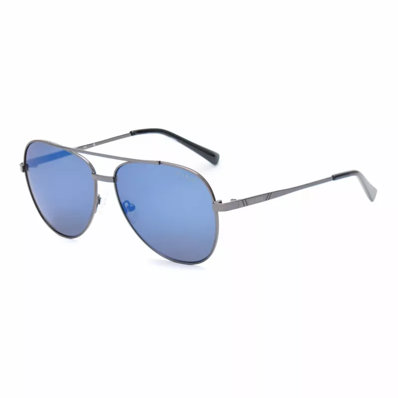 GUESS GF5117-5806C Vīriešu saulesbrilles, melns rāmis, pelēkas lēcas, 58 mm
