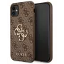 GUESS iPhone 11 / XR cietais maciņš 4G liels metāla logo brūns