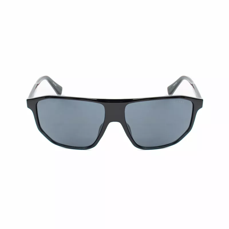 Guess Vīriešu Saulesbrilles GF00010-6101A - Spīdīgs Melns Acetāta Rāmis, Dūmu Lēcas, UV400 Aizsardzība