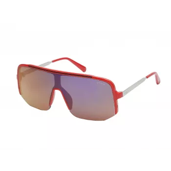GUESS Vīriešu saulesbrilles GO00054-0066C Kvadrātveida spīdīgi melns rāmis, dūmu lēcas 56mm