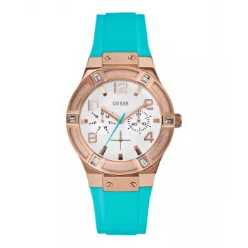 GUESS sieviešu pulkstenis W0564L3 rozā zelta nerūsējošais tērauds un brūna āda 39mm