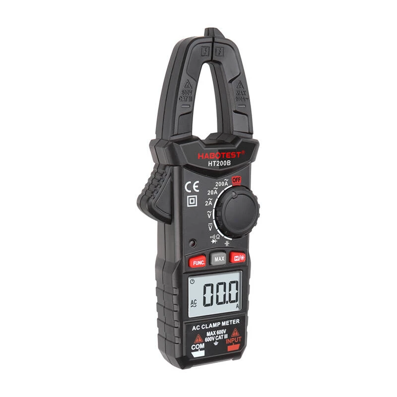 Habotest HT200B digitālās skavas multimetrs, True RMS 6000 skaitījumi, NCV, AC/DC spriegums, maiņstrāva līdz 600A, kapacitāte, frekvence un temperatūras mērīšana