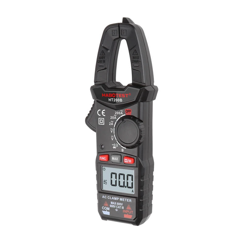 Habotest HT200B digitālās skavas multimetrs, True RMS 6000 skaitījumi, NCV, AC/DC spriegums, maiņstrāva līdz 600A, kapacitāte, frekvence un temperatūras mērīšana