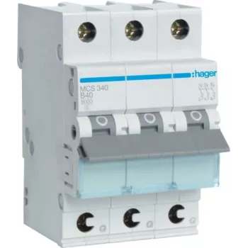 Hager MCS340 40A 3-polais C-raksturlīknes automātiskais slēdzis, 6kA, 3 moduļi