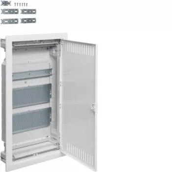 HAGER Plastmasas PT Multimediju Sadales Skapis 2x Plāksne 1x TH35 IP30 630.5x348x94.5 Durvis Ventilējamas Baltas Volta