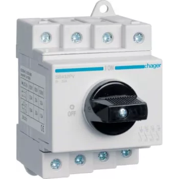 Hager SB432PV modulārs PV izolācijas slēdzis, 4 polu, 32A, 1000VDC