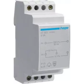 Hager ST303 durvju zvana transformators 230V uz 8V/12V 8VA 2 moduļi