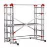 HAILO G60 alumīnija sastatnes, 2x12 pakāpieni, maks. darba augstums 7,0 m, sudraba/sarkanas