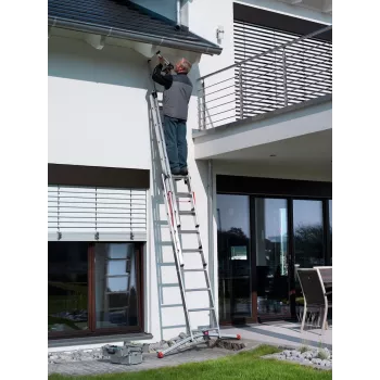 Hailo S100 ProfiLOT kombinētās kāpnes, alumīnijs, 2x6+1x5 pakāpieni, 3 daļas, maks. slodze 150 kg