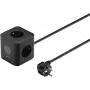 Hama 3 ligzdu pagarinātājs ar 2x USB-C, 1x USB-A, 67W, displeju, 1,4m, melns (00223196)