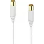Hama antenas kabelis, koaksiālais kontaktdakša uz koaksiālo ligzdu, zeltīts, 1,5 m, 120 dB, balts 00202023