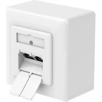 Hama CAT-6a tīkla kontaktligzda, 2 portu RJ45, 10 Gbit/s, ekranēta, virsmas/iegremdēta montāža, balta 00200774