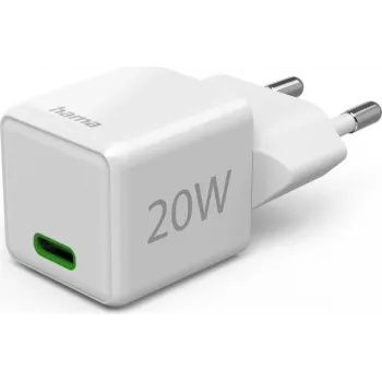 Hama Super Mini USB-C PD sienas lādētājs 20 W balts (00139548)