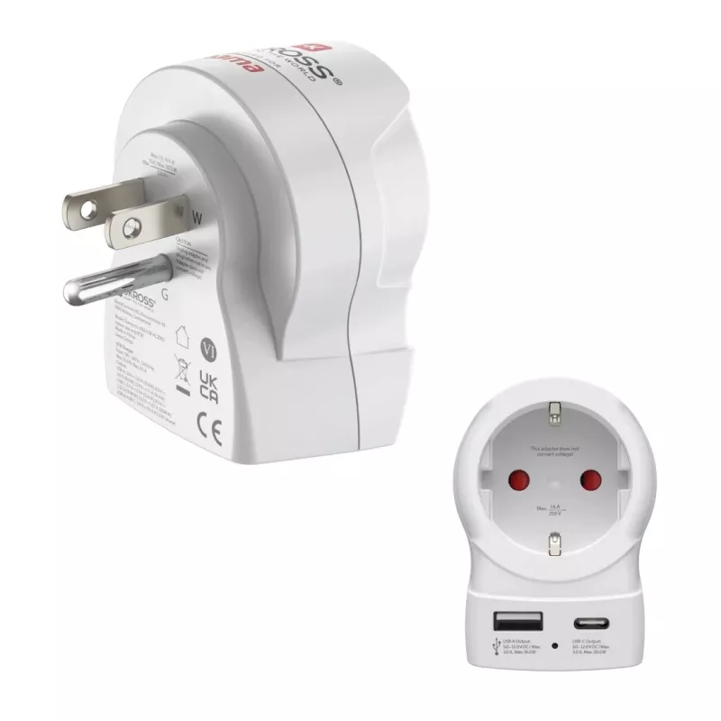 Hama Travel Adapter EU to US 1x USB-A USB-C P - Cable - Digital/Data