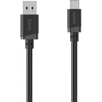 Hama USB-A uz USB-C uzlādes un datu kabelis, 1 m, melns 00201811
