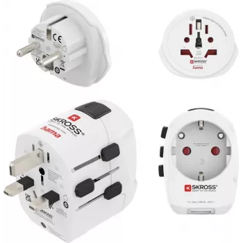 Hama World Travel Pro Light USB universāls ceļojumu adapteru komplekts, 3 polu, 2x USB, melns 00223464