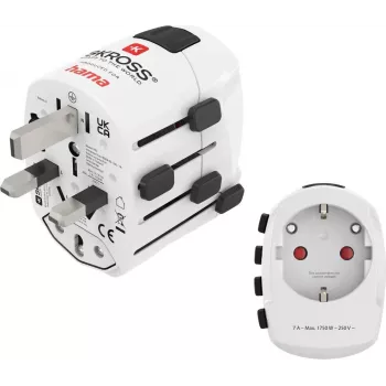 Hama World Travel Pro universālais adapteris, 3 polu, 1500W, balts 00223465