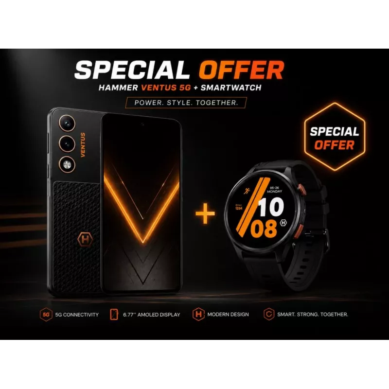 Hammer Ventus 5G 6,77 inch AMOLED 5G viedtālrunis 8GB RAM 256GB melns