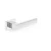 HANDLE DOOR CUBE RT CHROME - Pulēta hroma cinka sakausējuma sviras durvju roktura komplekts ar kvadrātveida rozeti, atgriezenisks iekšdurvīm, 52x52 mm rozete, 130 mm svira