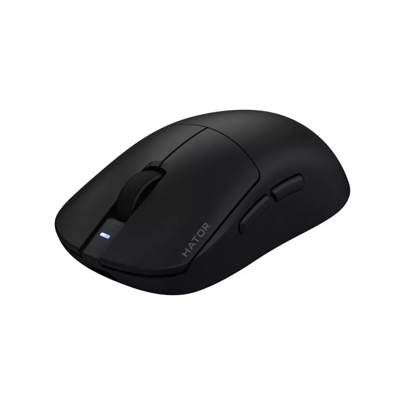 Hator Quasar 3 Pro bezvadu spēļu pele - 26000 DPI optiskais sensors, 2.4GHz, USB-C, RGB, melna