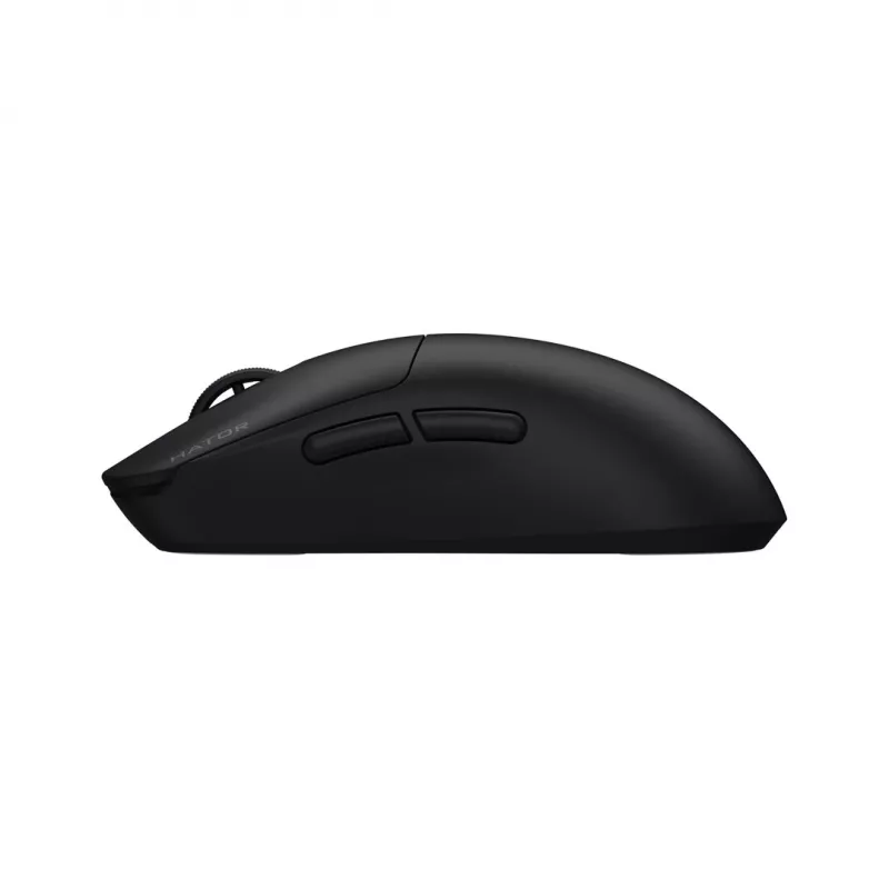 Hator Quasar 3S Pro bezvadu spēļu pele, melna, 26000 DPI, optiskā, 2.4 GHz, USB-C, labā roka, RGB