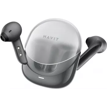 HAVIT Modern Buds True Wireless Stereo austiņas ar Bluetooth 5.3, ENC mikrofonu, IPX4 ūdensizturību, skārienjutīgām vadīklām, zemas latentuma spēļu režīmu, USB-C uzlādes maciņu, melnas
