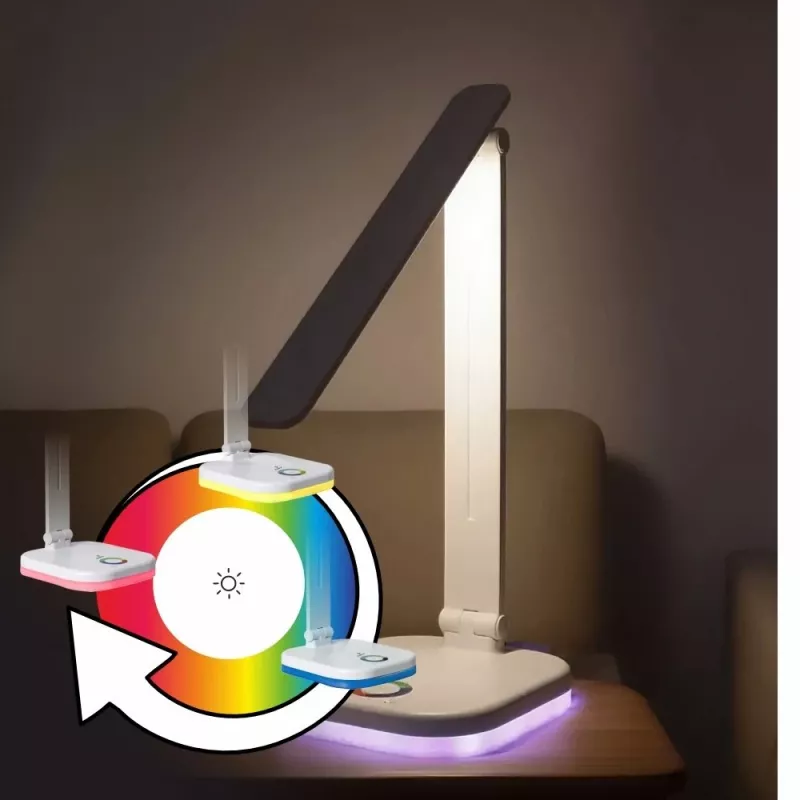 Hawk HWDL001WH LED galda lampa balta, 7 W skārienjutīgs dimmeris, 3 krāsu temperatūras, USB uzlādes ports