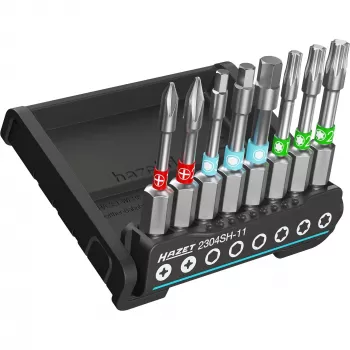 HAZET 2304SH-11 8 daļu uzgaļu komplekts, iekšējie Torx un Hex, 1/4 collu piedziņa, magnētiskais turētājs