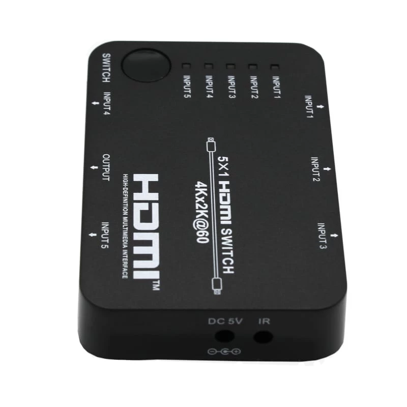 HDCVT HDS-B51 5x1 HDMI 2.0 pārslēdzējs 4K@60Hz HDR10 Dolby Vision HDCP 2.2 18Gbps ar IR tālvadību
