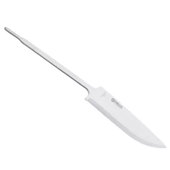 Helle #1075 trīskārši laminēts nerūsējošā tērauda naža asmens sagatave, 100 mm, Scandi slīpums, Drop Point, pulēts