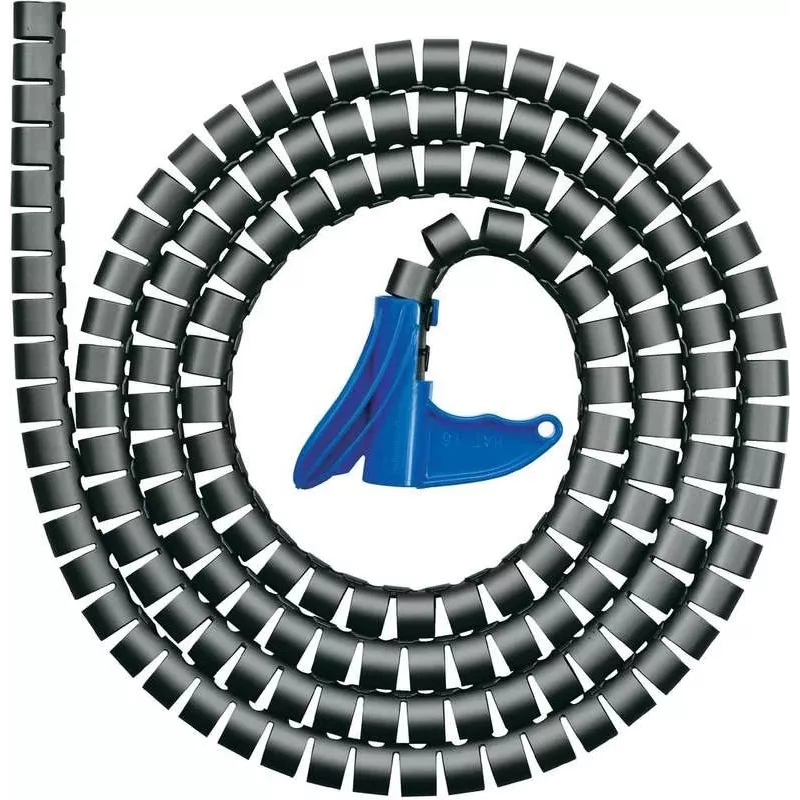 HellermannTyton 161-64301 Spiralflex SFPP spirālveida aptinums, polipropilēns, melns, 10 mm ārējais diametrs, 25 m garums, -60 līdz 110 °C