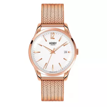 HENRY LONDON Unisex Pulkstenis HL39-M-0026 39mm Nerūsējošais Tērauds Sudraba Ciparnīca Milānas Siets Rokassprādze