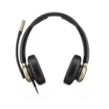 Hewlett Packard Poly Mission 820 Stereo USB vadu austiņas ar trokšņu slāpējošu mikrofona strēli - melnas