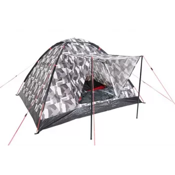 High Peak Beaver 3 Camouflage kupolveida telts 3 personām, ūdensizturīga 2000mm, stikla šķiedras stieņi