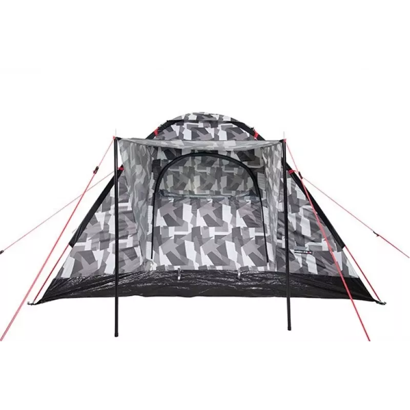 High Peak Beaver 3 Camouflage kupolveida telts 3 personām, ūdensizturīga 2000mm, stikla šķiedras stieņi