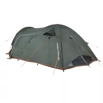 High Peak Kira 4.1 Kupola telts (Tumši zaļa/Pelēka, ar tuneļa vestibilu, Climate Protection 80)