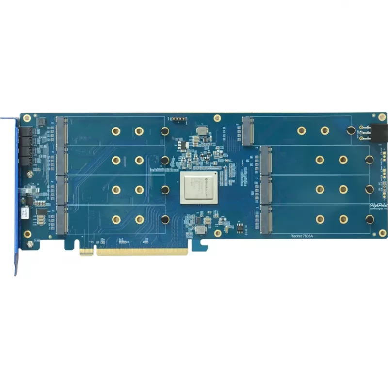 HIGHPOINT Rocket 1608A PCIe Gen5 x16 uz 8-M.2 NVMe slēdža adaptera karte