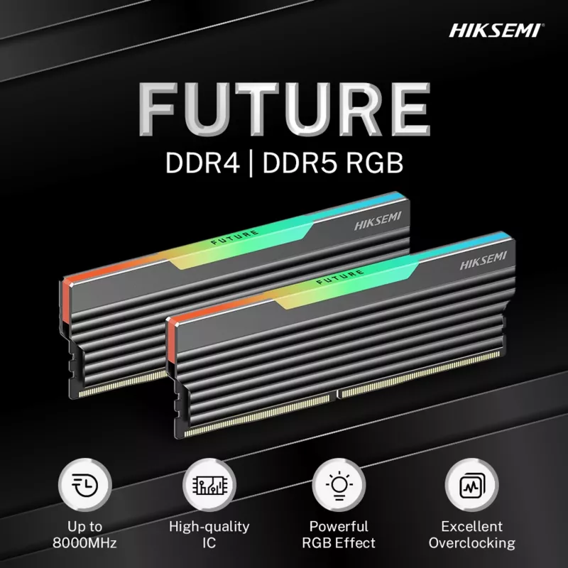 HIKSEMI Future RGB 16GB komplekts (2x8GB) 3600MHz DDR4 galddatora spēļu atmiņa melna