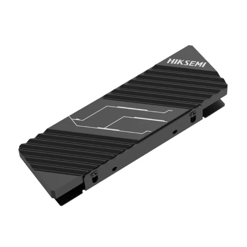 Hiksemi MH2 M.2 NVMe SSD radiators, alumīnija sakausējuma pasīvais dzesētājs ar diviem termopaliem, bezinstrumentu klipšu dizains, melns