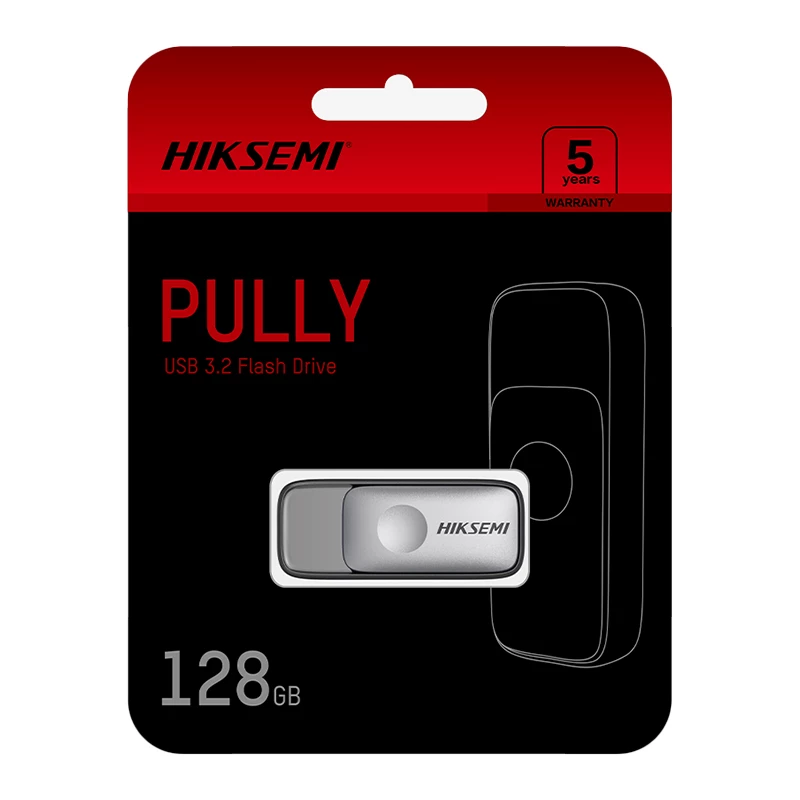 HIKSEMI Pully 128GB USB 3.2 Gen 1 zibatmiņa, ievelkama bez vāciņa, melna