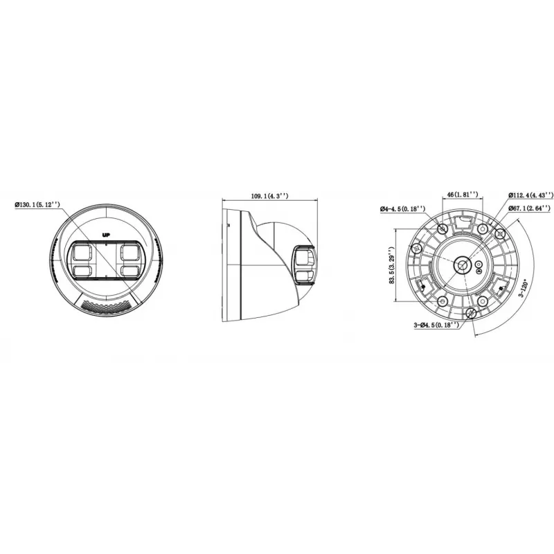 Hikvision DS-2CD1383G2P-LIUF/SL 8 MP Smart Hybrid Light turret IP kamera ar divvirzienu audio, 2.0mm objektīvs
