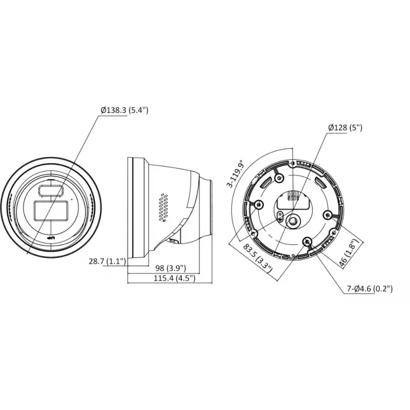 Hikvision DS-2CD2367G3-LIS2UY/SRB 6MP AcuSense turret tīkla kamera, 2.8mm, melna