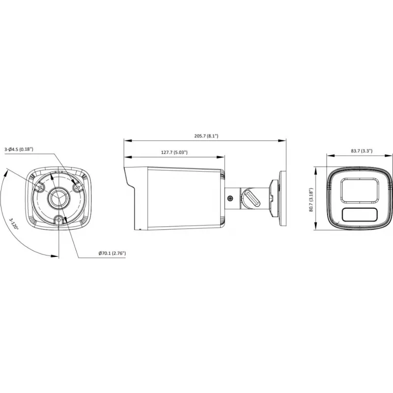 Hikvision DS-2CE12UF3T-LS 3K ColorVu 4-in-1 Mini Bullet Camera ar 2.8mm objektīvu, 40m siltu gaismu, IP67
