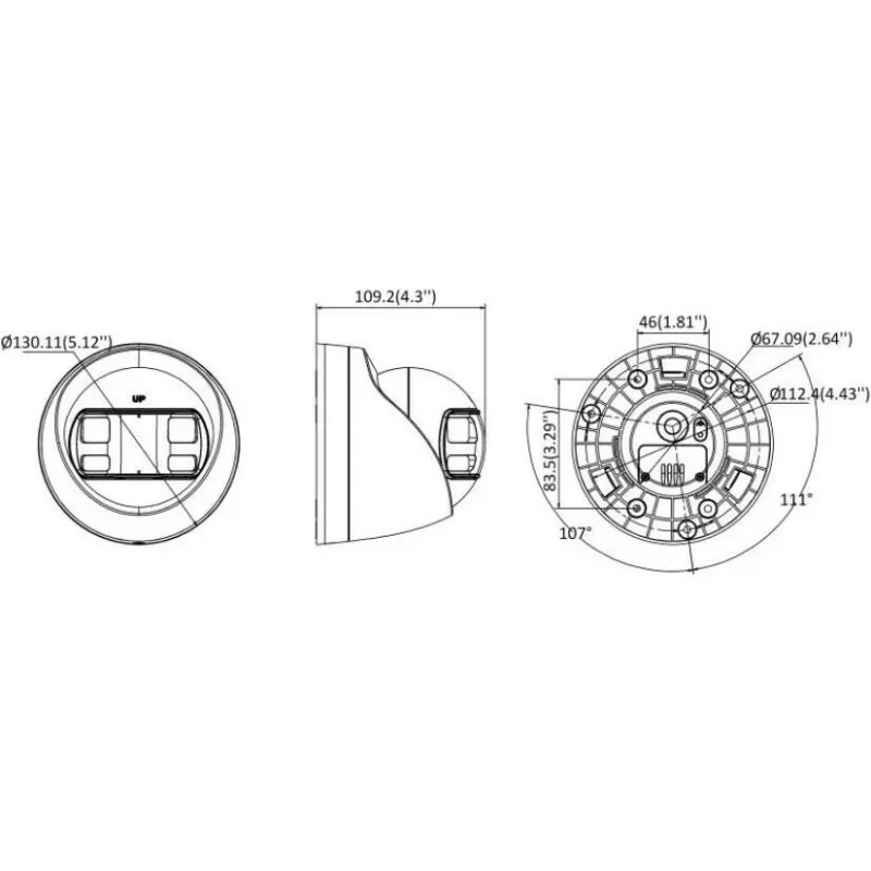 Hikvision DS-2CE72KF3TP-DLS(180°) 3K turret CCTV kamera ar 2.8mm objektīvu, 100° redzeslauku, balto gaismu, IP67, 12VDC