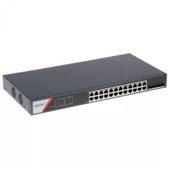 Hikvision DS-3E1528-SI-24T4F Layer 2 Managed PoE Switch, 24 PoE Ports, 4 SFP Uplinks, 370W PoE Budget