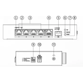 Hikvision DS-3T0306HP Nenodrošināts tīkla slēdzis 5 portu Fast Ethernet PoE Melns