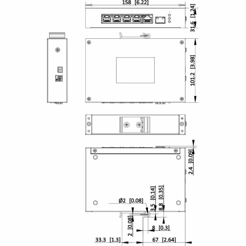 Hikvision DS-3T0306HP Nenodrošināts tīkla slēdzis 5 portu Fast Ethernet PoE Melns
